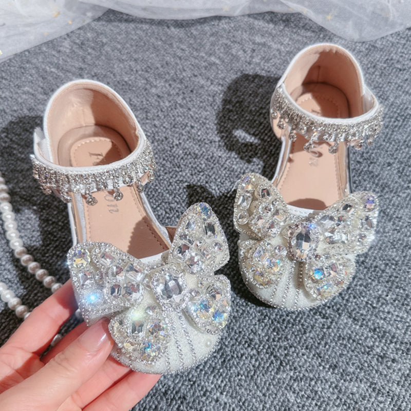 Kız Çocuk Yaz Fiyonklu Sandalet Rhinestone Ayakkabı