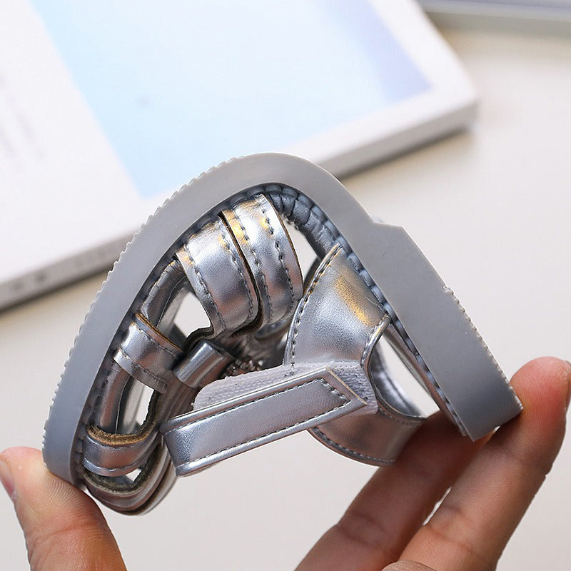 Fiyonklu Yumuşak Tabanlı Prenses Sandalet Çocuk Prenses Ayakkabıları