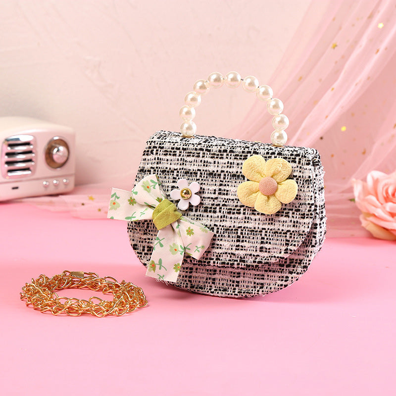 Sevimli Bebek Kız Crossbody İnci Fiyonk Moda El Çantası