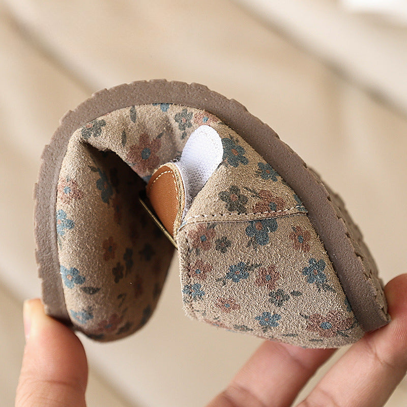 Kız Çocuk Çiçekli Prenses Ayakkabı Çocuk Yumuşak Taban Ayakkabı