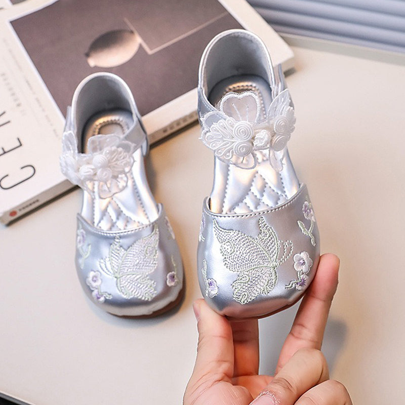 Kız Çocuk Yumuşak Taban Fiyonklu Prenses İşlemeli Sandalet