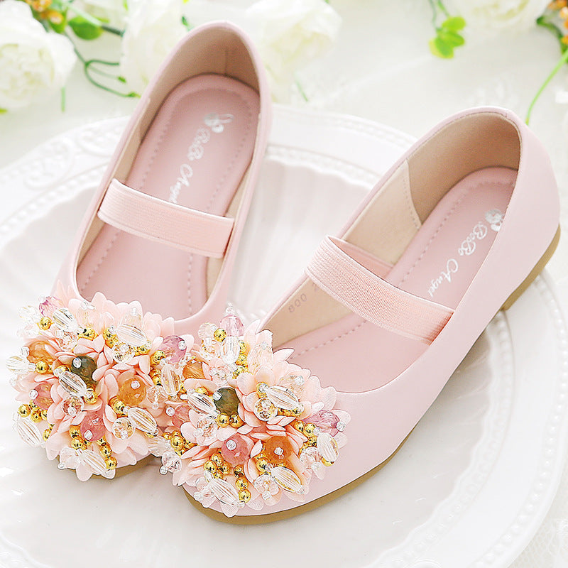 Toddler Boncuklu Çiçek Kız Bebek Prenses Ayakkabı
