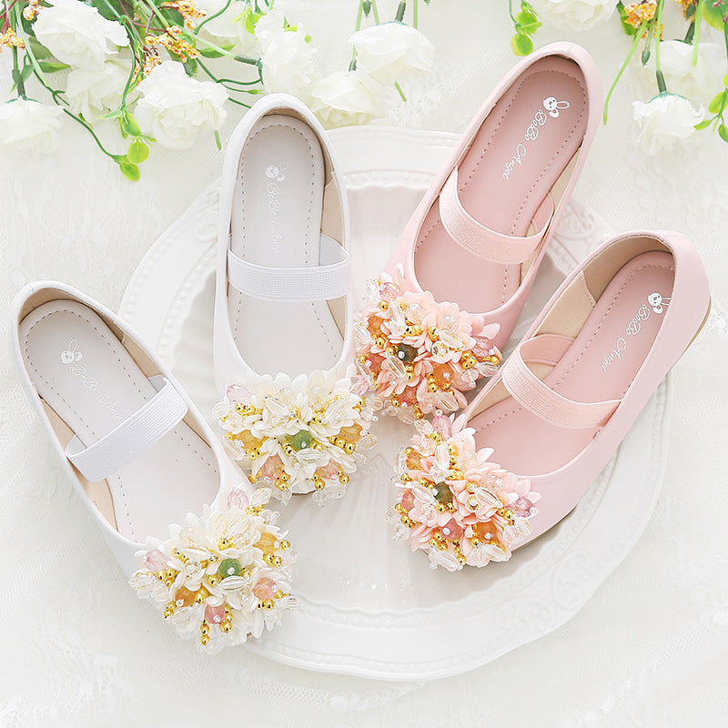 Toddler Boncuklu Çiçek Kız Bebek Prenses Ayakkabı