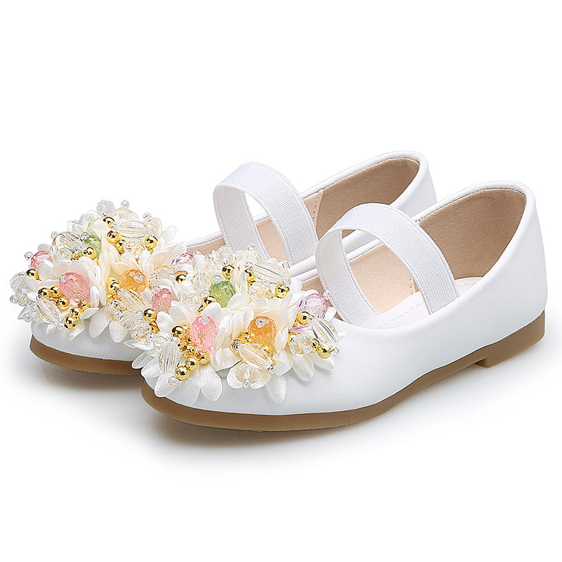 Toddler Boncuklu Çiçek Kız Bebek Prenses Ayakkabı