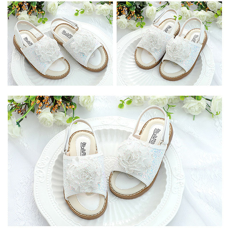 Kız Bebek Eğlenceli Tatlı Sandalet Yürüyor Payet Çiçek Prenses Sandalet