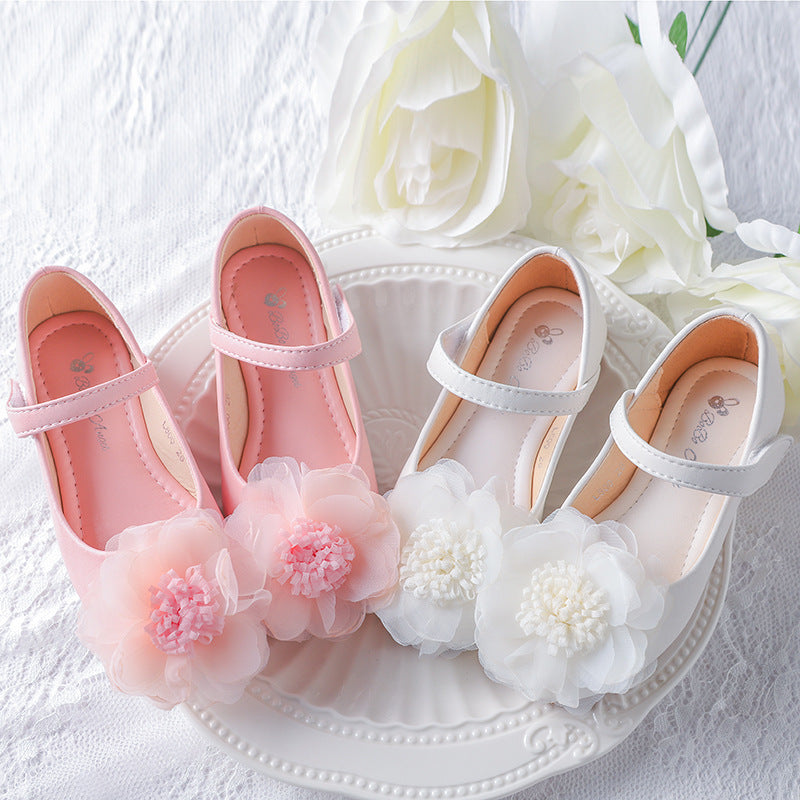 Kız Deri Ayakkabı Çocuk Prenses Düz Yumuşak Tabanlı Dans Ayakkabıları