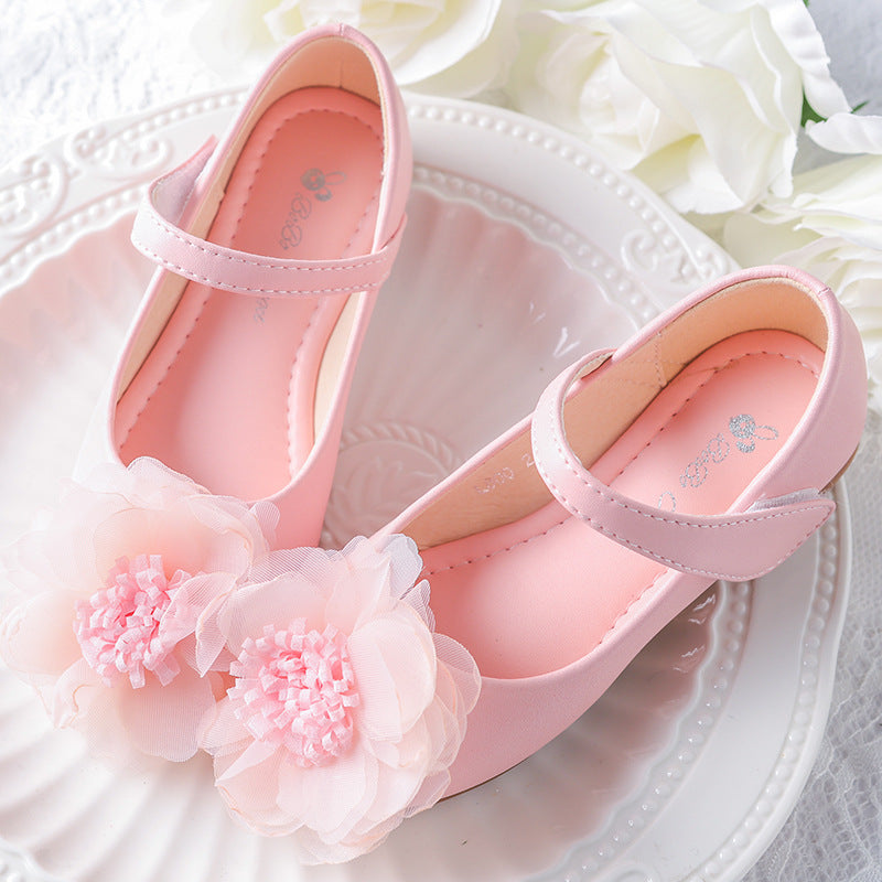 Kız Deri Ayakkabı Çocuk Prenses Düz Yumuşak Tabanlı Dans Ayakkabıları
