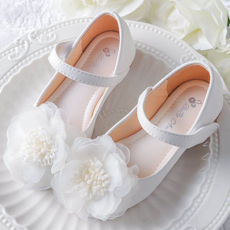 Kız Deri Ayakkabı Çocuk Prenses Düz Yumuşak Tabanlı Dans Ayakkabıları