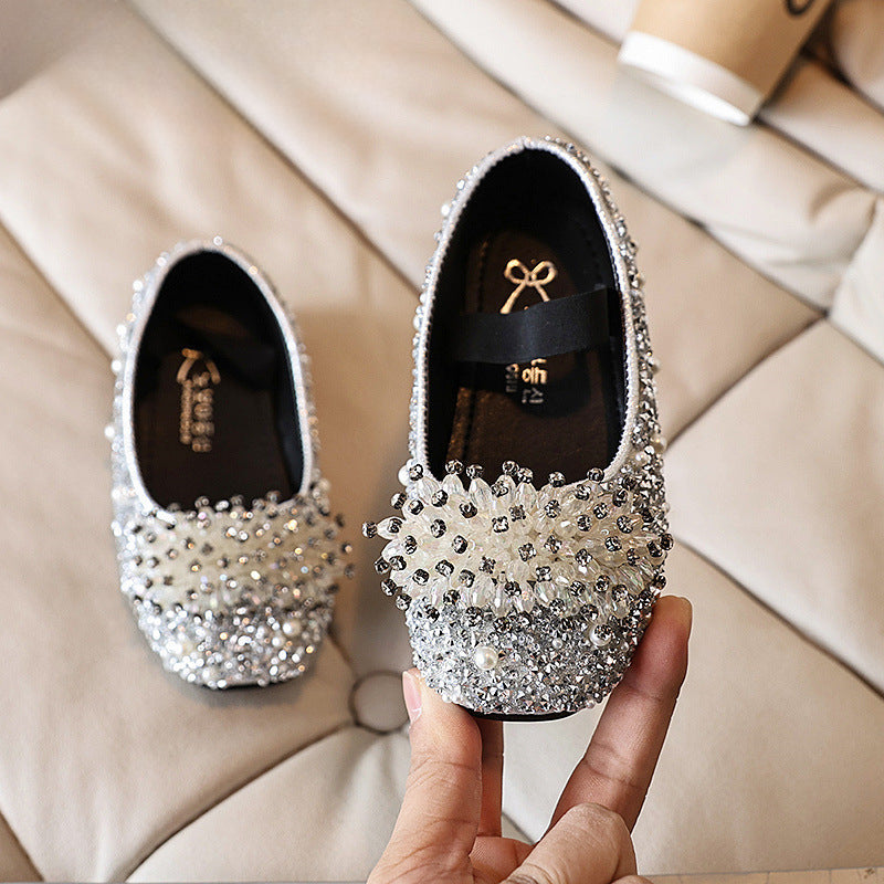 Çocuk Çiçek Rhinestone Prenses Ayakkabı Kız Doğum Günü Ayakkabıları