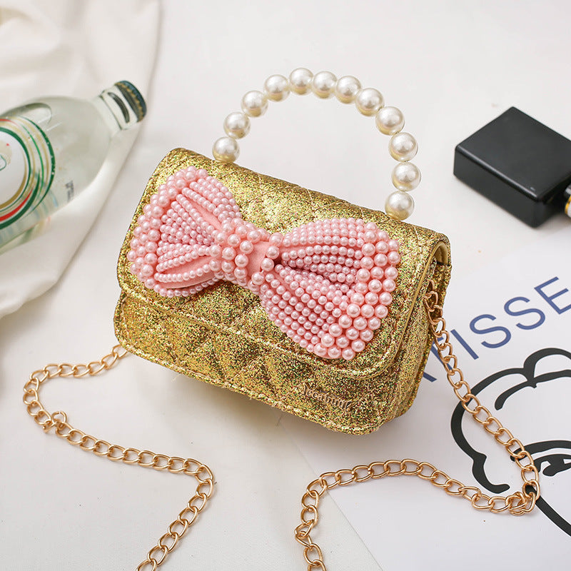 Sevimli Kız Bebek Crossbody İnci Çanta