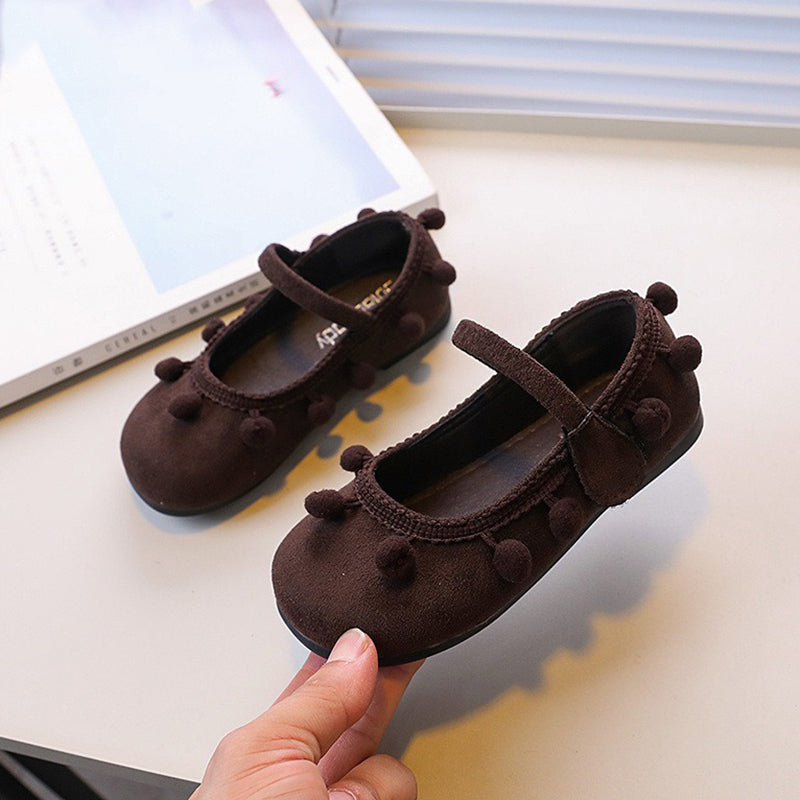 Küçük Fasulye Süslemeli Sevimli Yuvarlak Burunlu Prenses Ayakkabıları