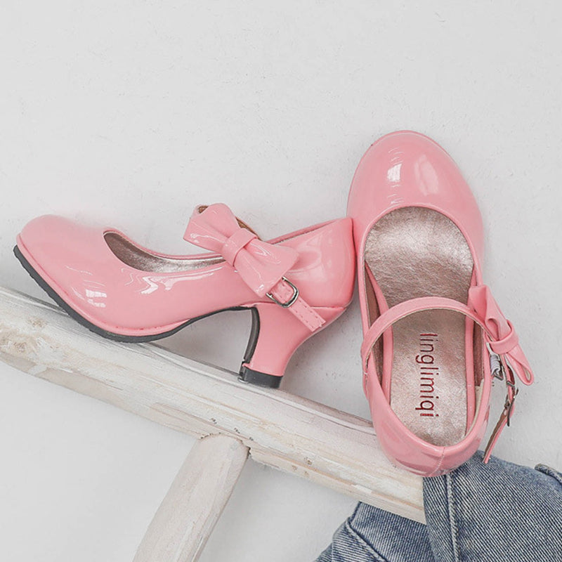 Kız Bebek Düz Renk Ayakkabı Yüksek Topuk Sandalet