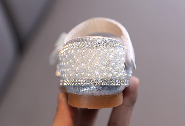 Sevimli Kızlar Yaz Sandaletleri Yürümeye Başlayan Payetler Fiyonk Prenses Sandaletleri