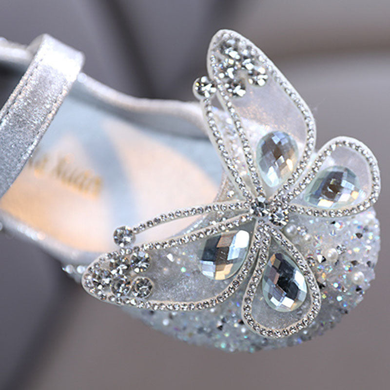 Yazlık Kız Bebek Kelebek Rhinestone Prenses Ayakkabıları