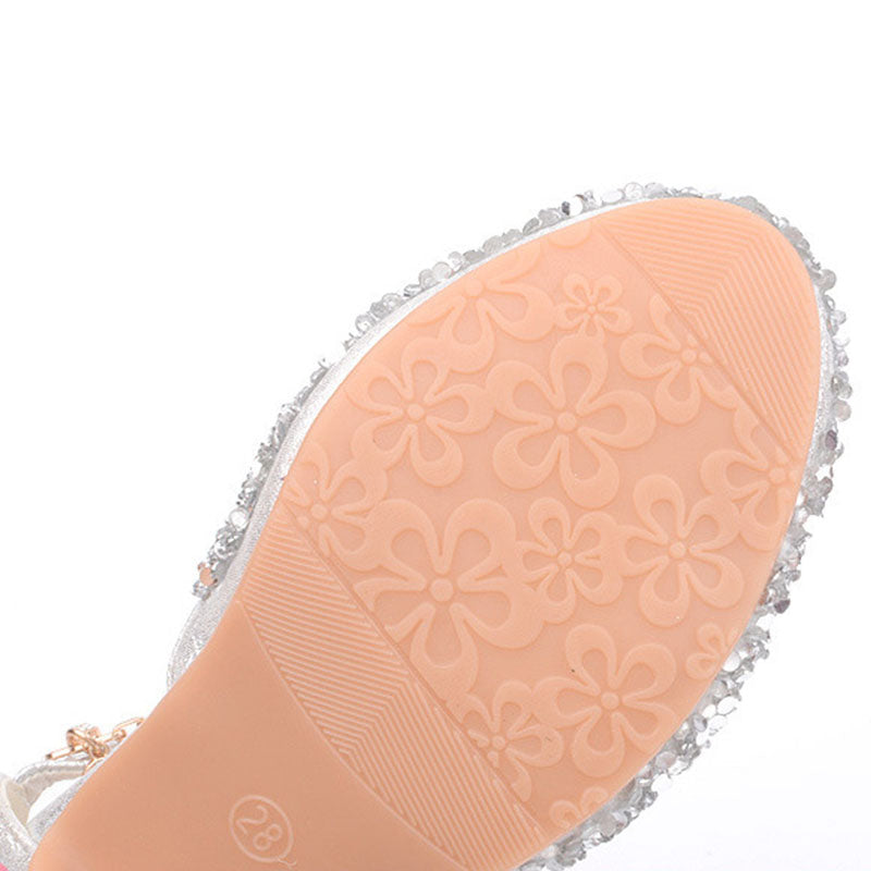 Kız Elbise Ayakkabı Çocuk Payetler Yıldız Zincir Prenses Ayakkabı