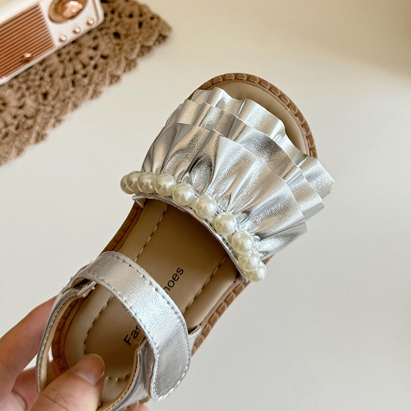 İnci Lotus Yaprağı Kız Prenses Ayakkabıları