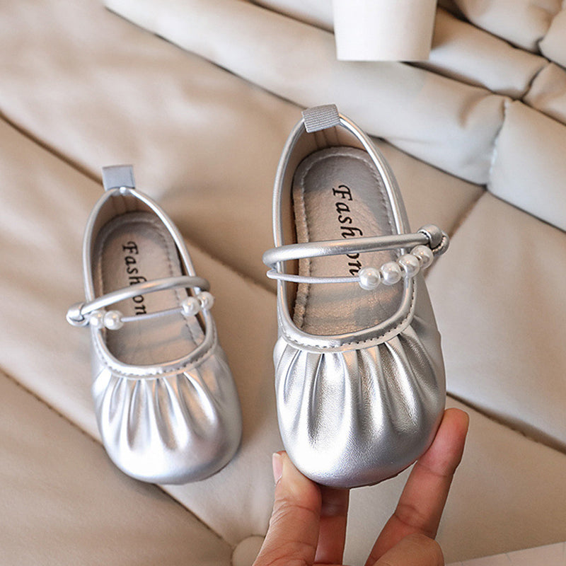 Kız Çocuk Pileli Boncuklu Prenses Ayakkabı