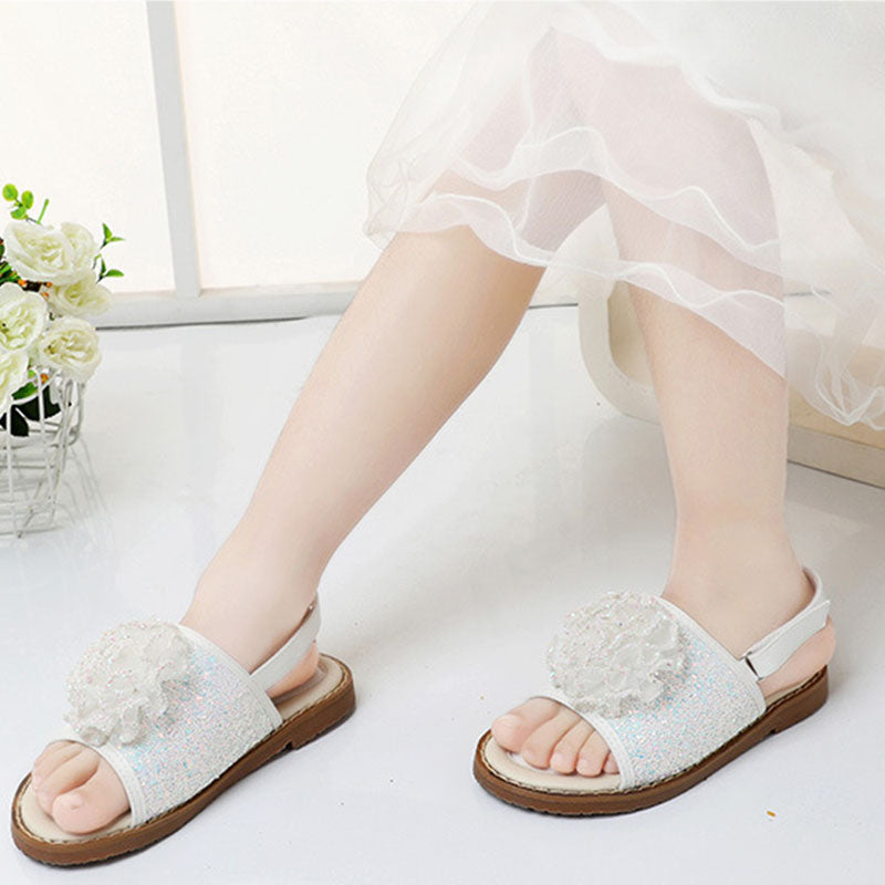 Kız Bebek Eğlenceli Tatlı Sandalet Yürüyor Payet Çiçek Prenses Sandalet