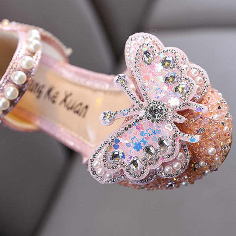 Yeni Kız Çocuk Prenses Elmas Deri Ayakkabı