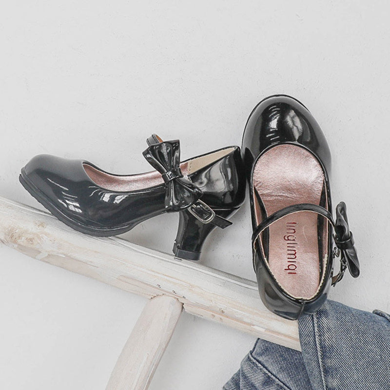 Kız Bebek Düz Renk Ayakkabı Yüksek Topuk Sandalet