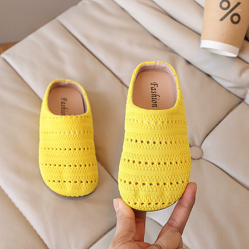 Kız Çocuk Dokuma Burunlu Yazlık Yeni Plaj Ayakkabısı Slip-on Sandalet