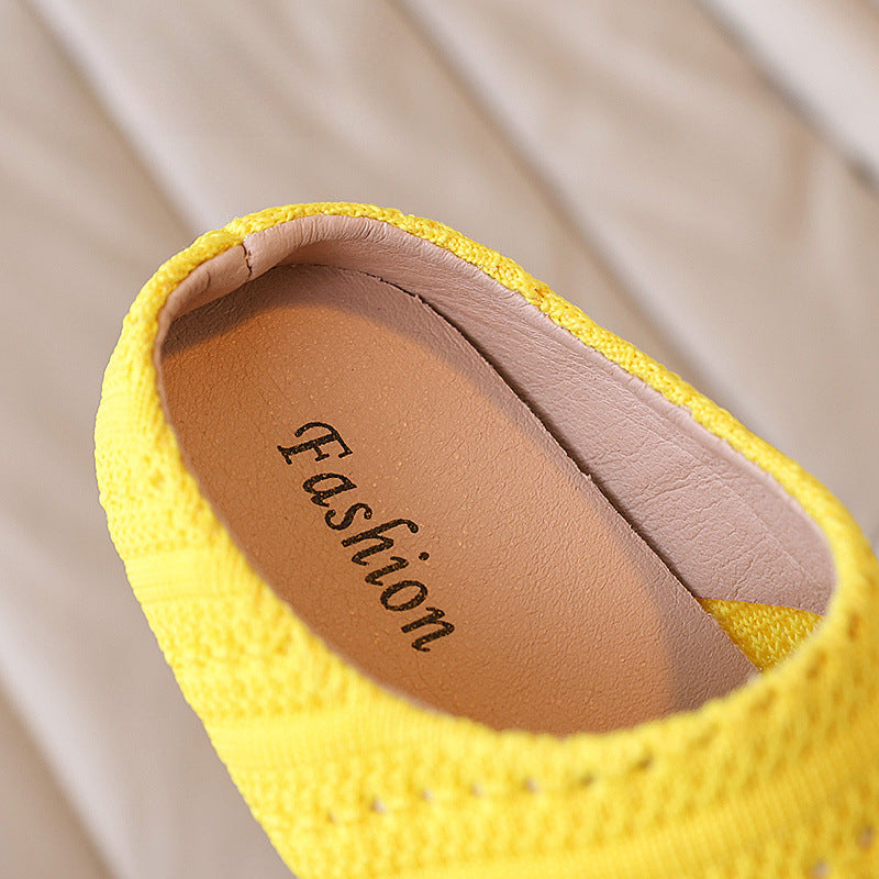 Kız Çocuk Dokuma Burunlu Yazlık Yeni Plaj Ayakkabısı Slip-on Sandalet