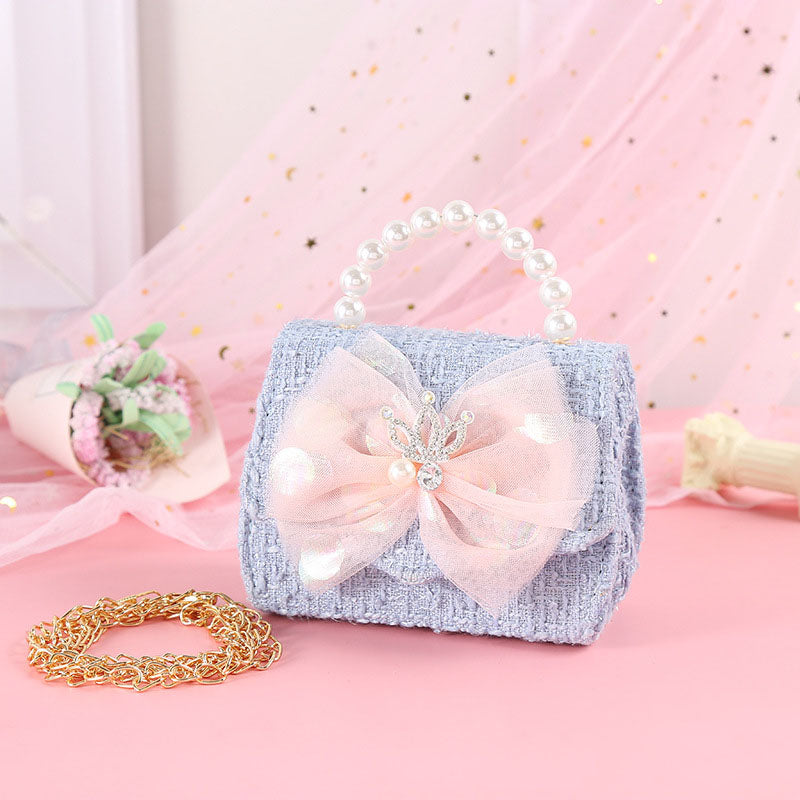 Kızlar Fiyonklu Prenses Çapraz Askılı Zincir Çanta