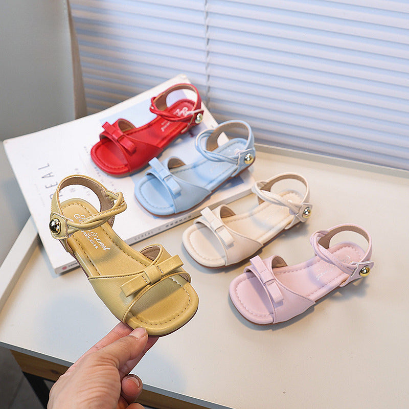 Tek Bantlı Fiyonklu Prenses Sandalet Yeni Yaz Çocuk Sandaletleri