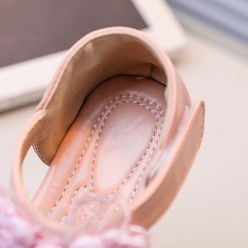 Kız Çocuk Yumuşak Taban Fiyonklu Prenses İşlemeli Sandalet