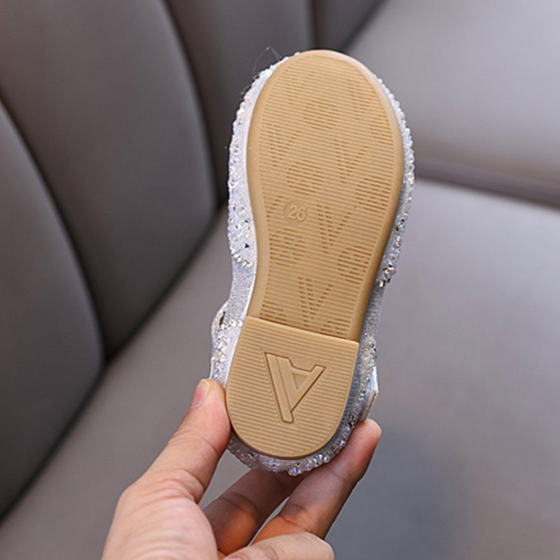 Kız Çocuk Çiçek Prenses Pırlanta Deri Ayakkabı