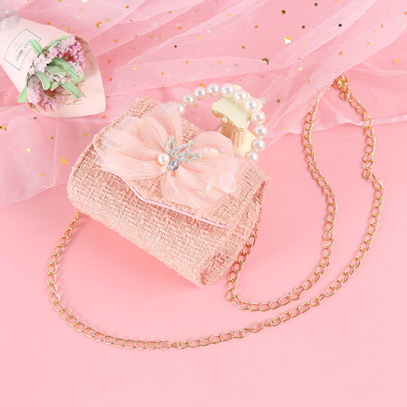 Kızlar Fiyonklu Prenses Çapraz Askılı Zincir Çanta