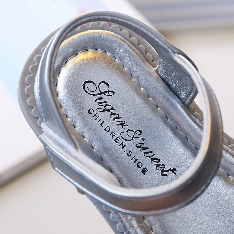 Fiyonklu Yumuşak Tabanlı Prenses Sandalet Çocuk Prenses Ayakkabıları