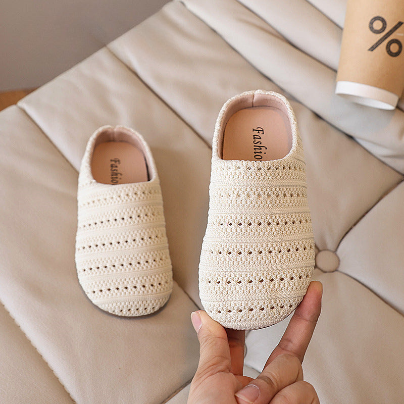 Kız Çocuk Dokuma Burunlu Yazlık Yeni Plaj Ayakkabısı Slip-on Sandalet