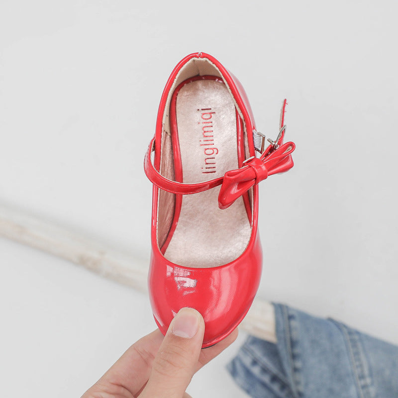 Kız Bebek Düz Renk Ayakkabı Yüksek Topuk Sandalet