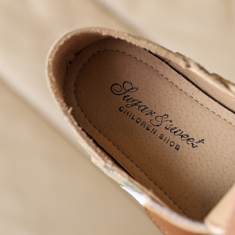 Kız Çocuk Çiçekli Prenses Ayakkabı Çocuk Yumuşak Taban Ayakkabı