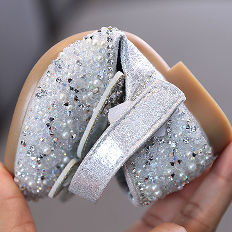 Yazlık Kız Bebek Kelebek Rhinestone Prenses Ayakkabıları
