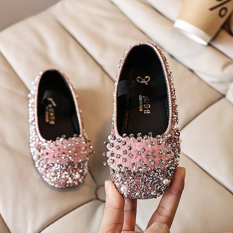 Çocuk Çiçek Rhinestone Prenses Ayakkabı Kız Doğum Günü Ayakkabıları