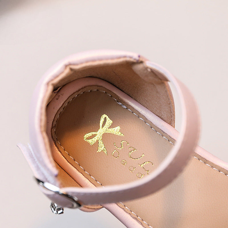 Yazlık Kız Çocuk Deri Ayakkabı Kız Çocuk İnci Prenses Ayakkabı