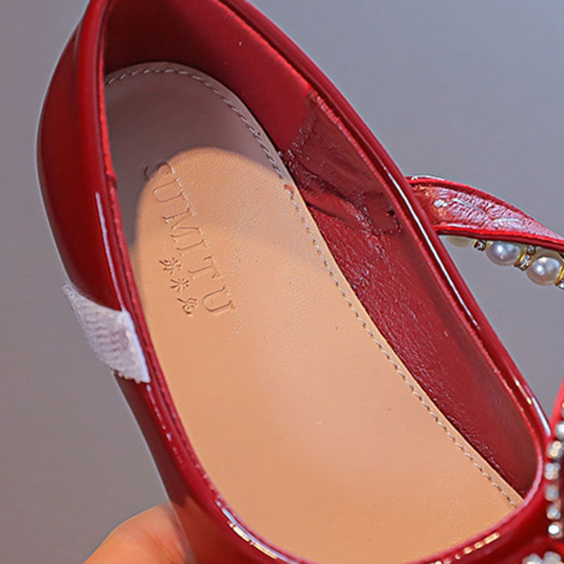 Zarif Fiyonklu İnci Yumuşak Tabanlı Prenses Ayakkabıları