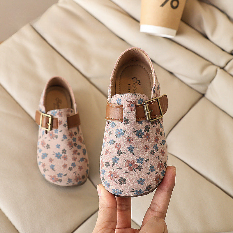 Kız Çocuk Çiçekli Prenses Ayakkabı Çocuk Yumuşak Taban Ayakkabı