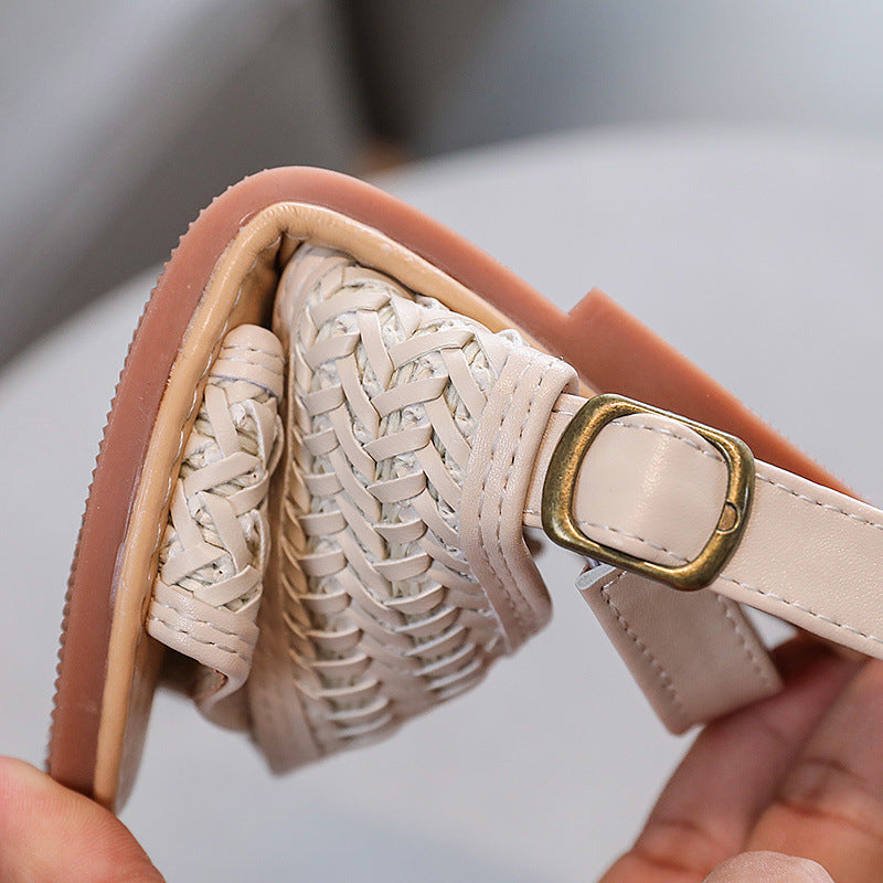 Kızlar Çapraz Örgülü Prenses Ayakkabı Yaz Çocuk Yumuşak Taban Günlük Ayakkabı