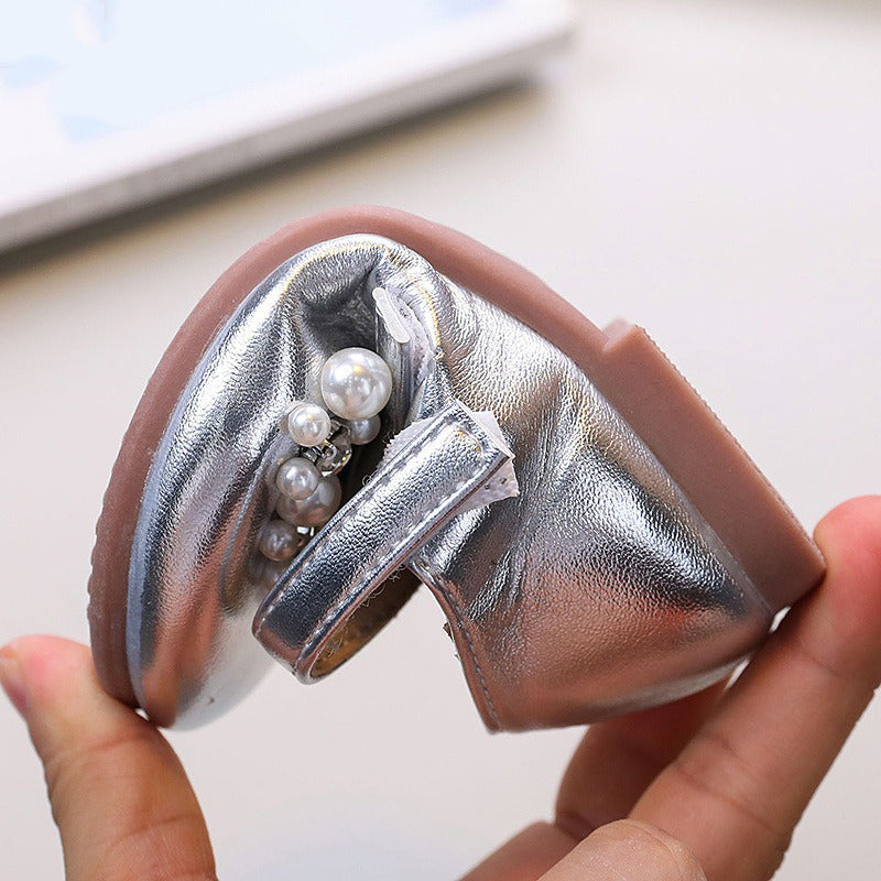 İnci Prenses Ayakkabıları Sevimli Deri Ayakkabılar