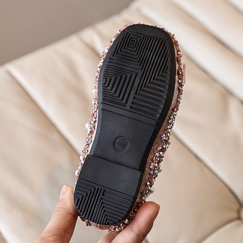 Kız Doğum Günü Prenses Ayakkabı Çocuk Çiçek Rhinestone Ayakkabı