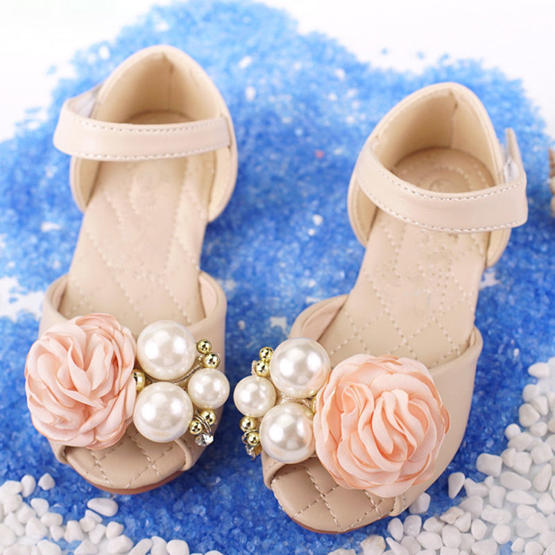 Yazlık Kız Çocuk İnci Çiçekli Plaj Terliği