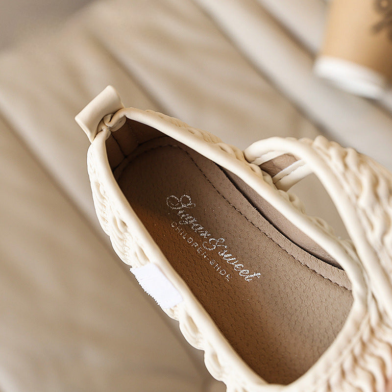 Kız Doğum Günü Prenses Ayakkabı Bahar Çocuk Yumuşak Taban Deri Ayakkabı