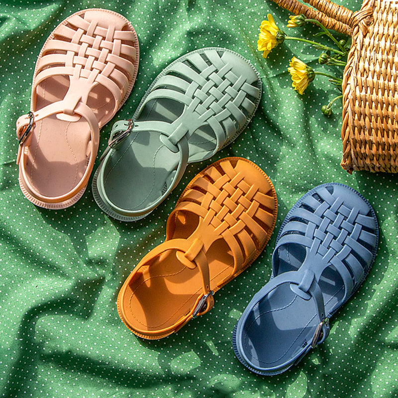 Retro Yazlık Kız Çocuk Şeker Rengi Sandalet