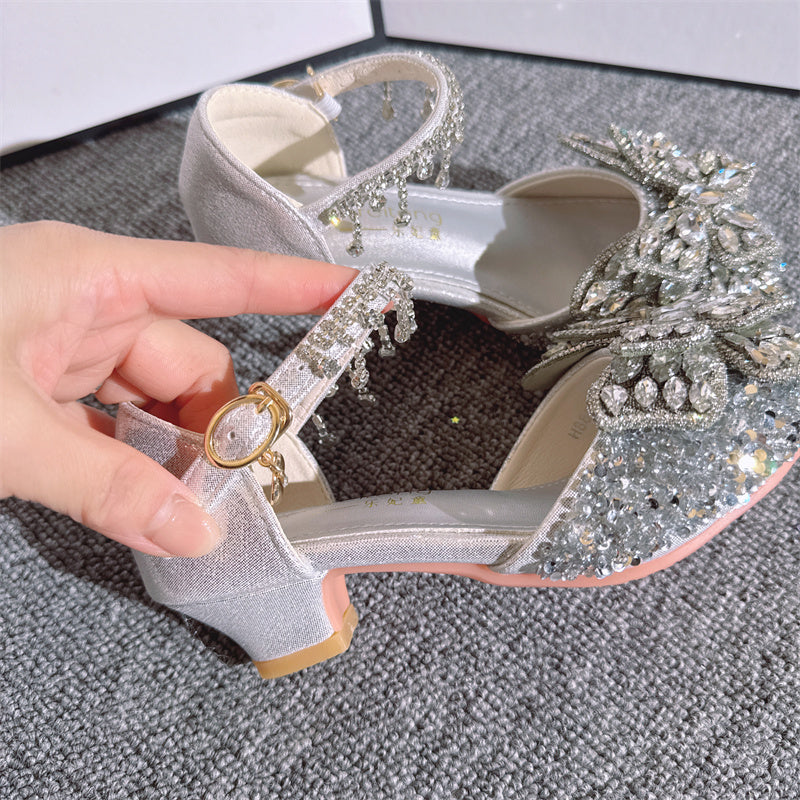 Kız Yaz Rhinestone Yay Prenses Ayakkabı Çiçek Kız Ayakkabı