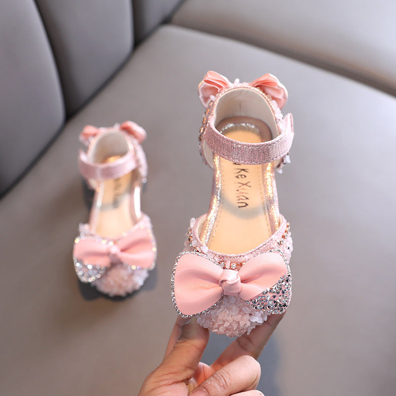 Yaz Yeni Stil Kızlar Sevimli Dans Yapay PU Prenses Ayakkabıları