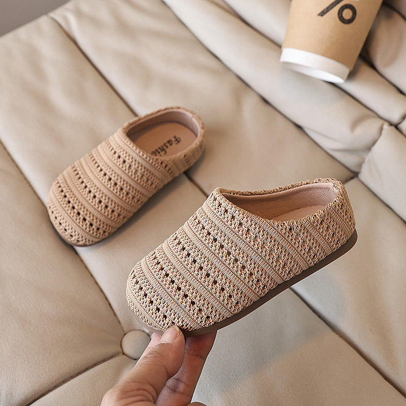 Kız Çocuk Dokuma Burunlu Yazlık Yeni Plaj Ayakkabısı Slip-on Sandalet