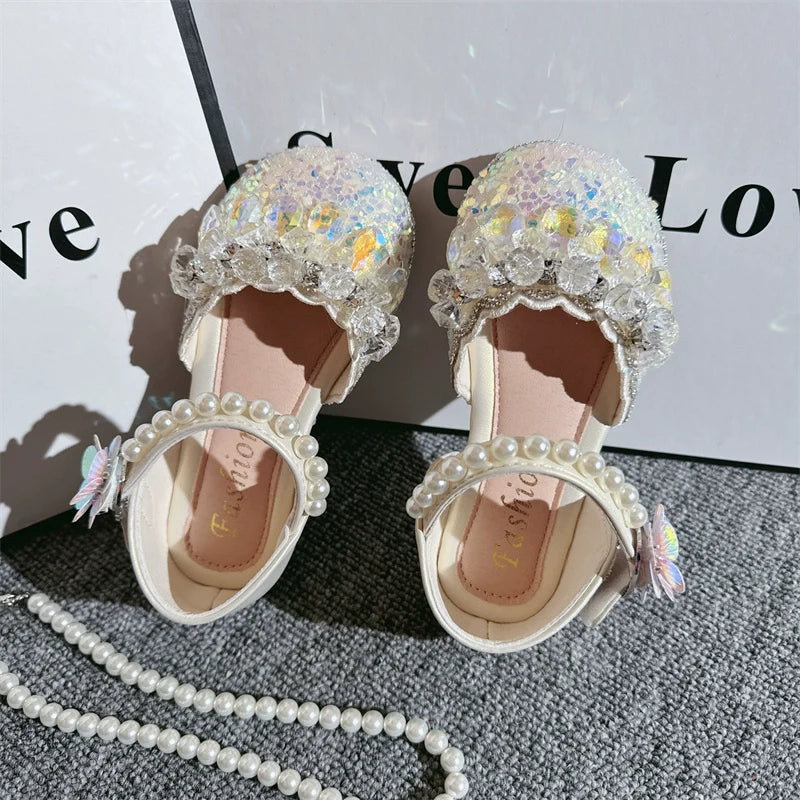 Kız Çocuk Rhinestone Kolye Fantezi Prenses Ayakkabıları